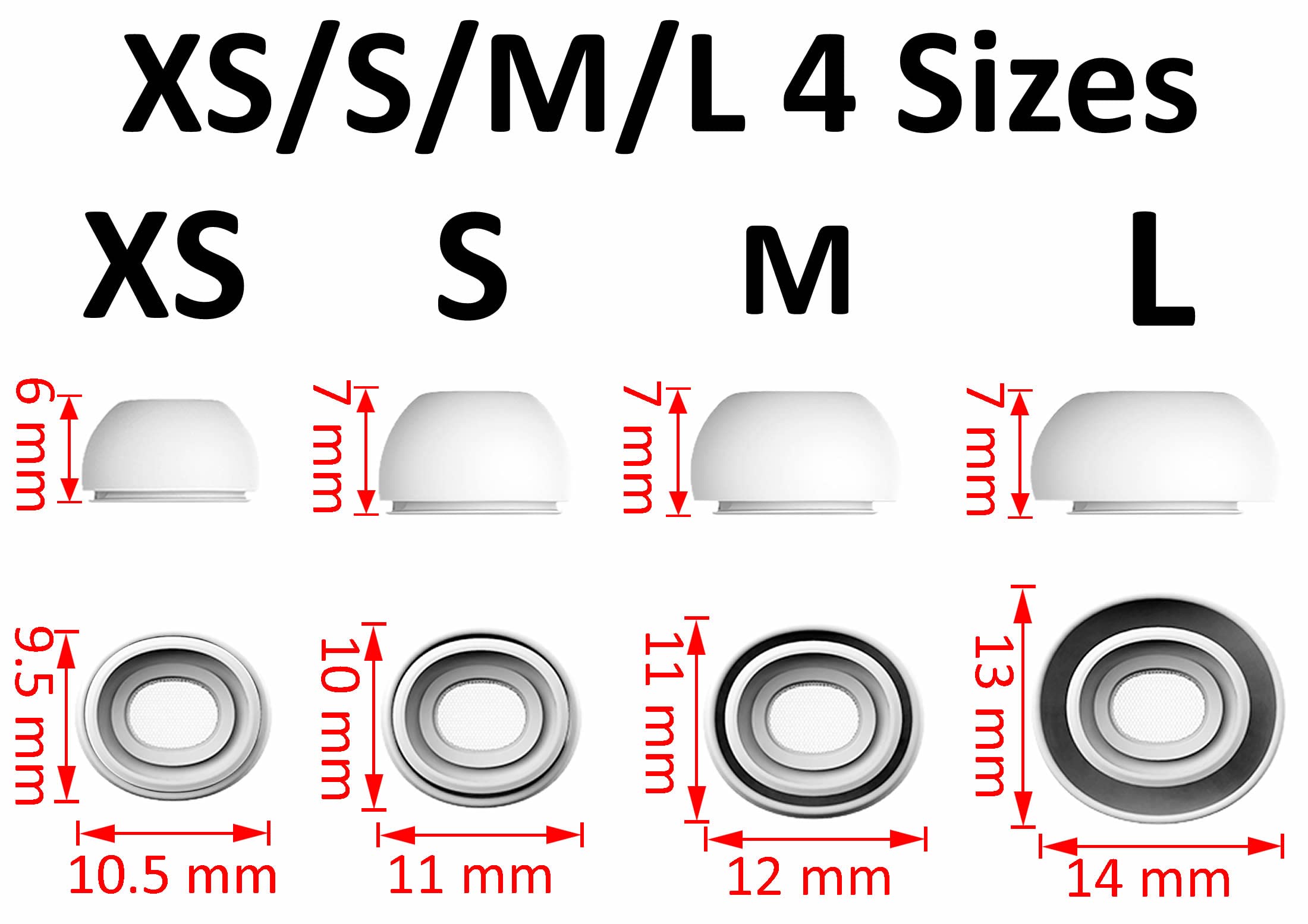 4 Pairs Compatible with AirPods Pro 2 Ear Tips, Silicone